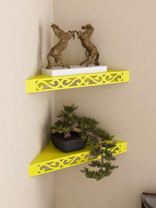 engineered wood set of 2 corner wall shelf by home sparkle - 14096887 - Very Small Image - 1