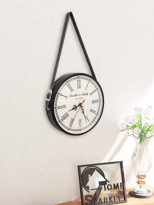 vintage metal wall clock with belt by home sparkle - 14096967 - Very Small Image - 1