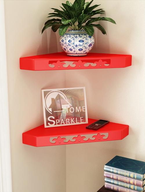 engineered wood set of 2 corner wall shelf by home sparkle - 14097174 - Very Small Image - 1