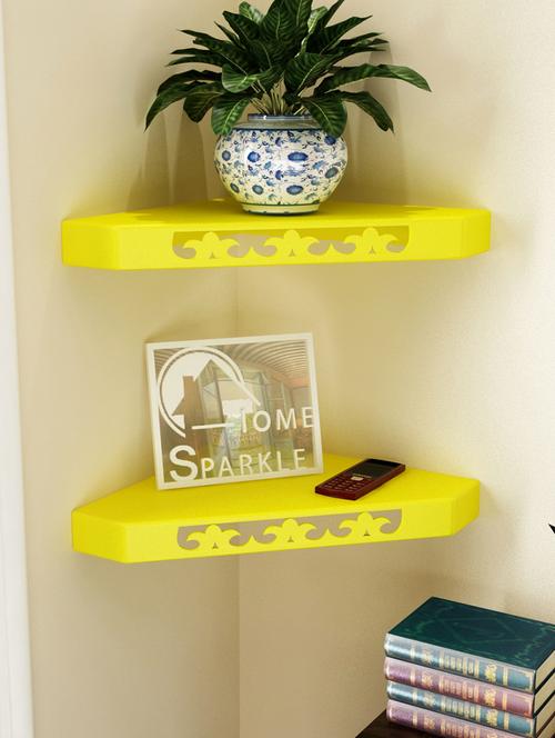 engineered wood set of 2 corner wall shelf by home sparkle - 14097175 - Very Small Image - 1