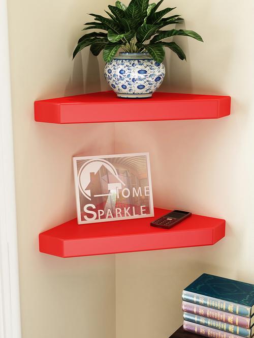 engineered wood set of 2 corner wall shelf by home sparkle - 14097182 - Very Small Image - 1