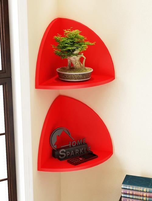 engineered wood corner set of 2 wall shelf by home sparkle - 14097192 - Very Small Image - 1