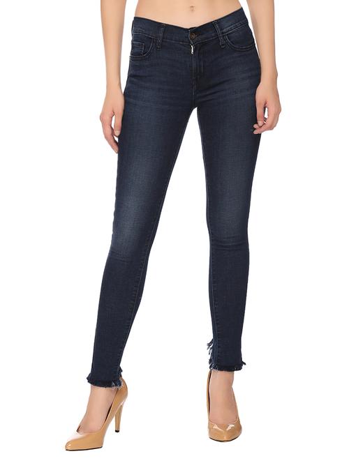 dark blue frayed hem denim jean - 14097648 - Very Small Image - 1