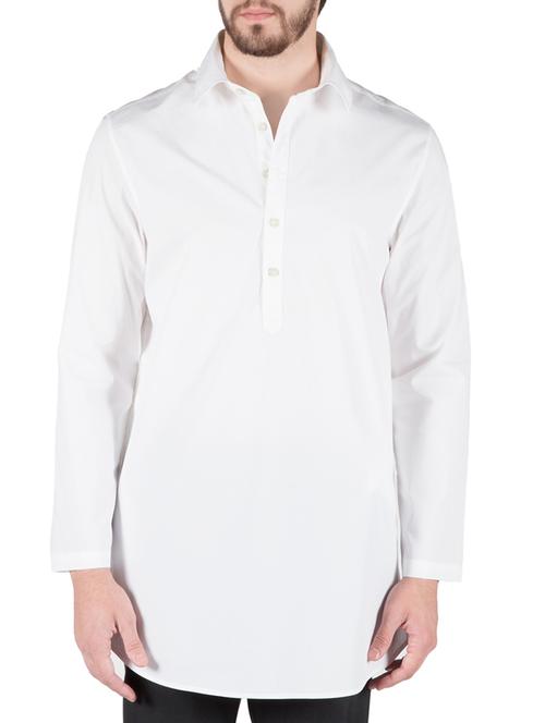 white cotton short kurta - 14097724 - Very Small Image - 1