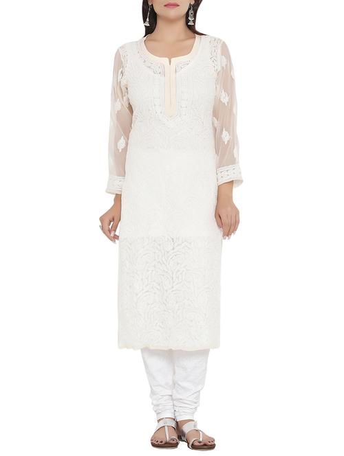 ada yellow georgette straight kurta - 14099101 - Very Small Image - 1