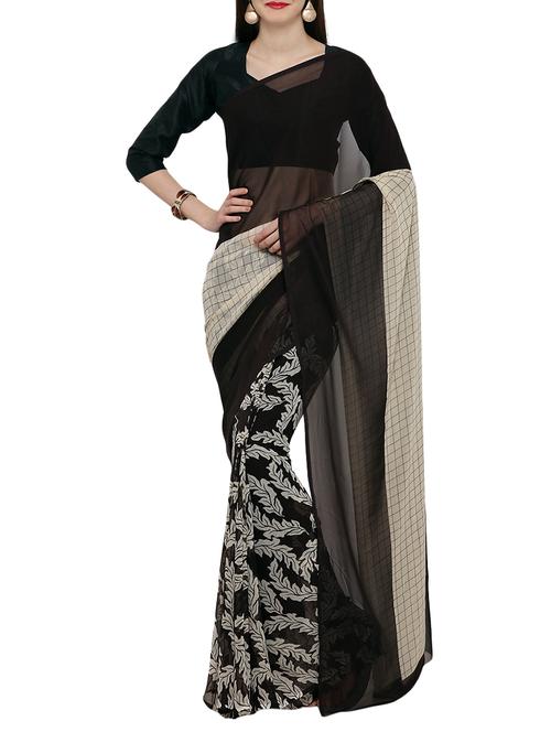 multicolored printed saree with blouse - 14099153 - Very Small Image - 1