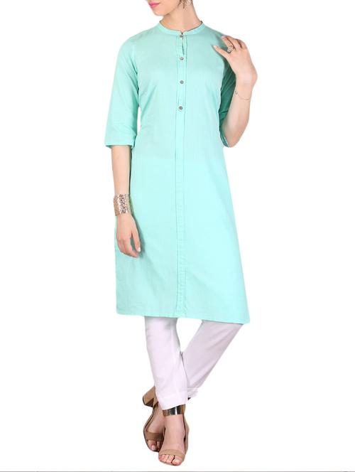 aurelia green cotton kurta - 14099803 - Very Small Image - 1