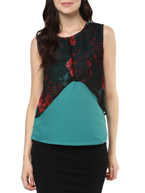 blue crepe top - 14100572 - Very Small Image - 1