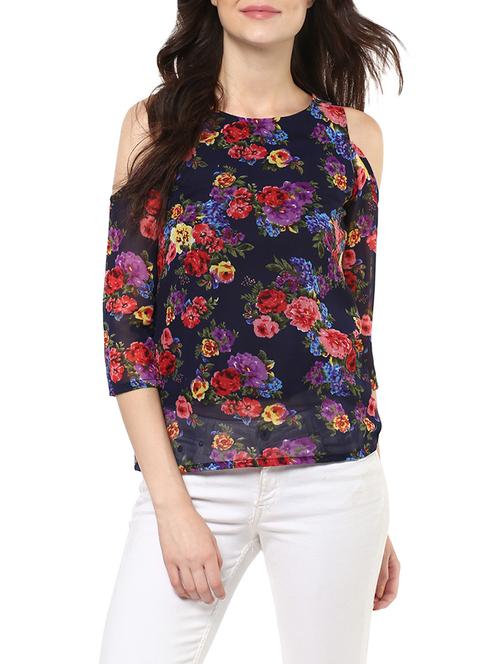purple poly georgette top - 14100628 - Very Small Image - 1