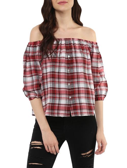 red cotton regular top - 14100632 - Very Small Image - 1
