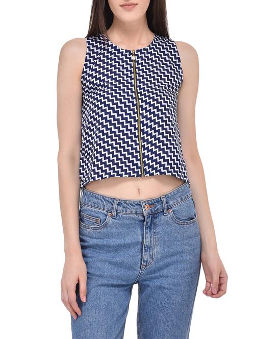 blue poly crepe top - 14100645 - Very Small Image - 1