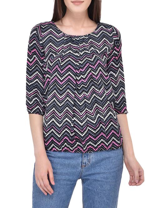 women's straight round neck top - 14100659 - Very Small Image - 1