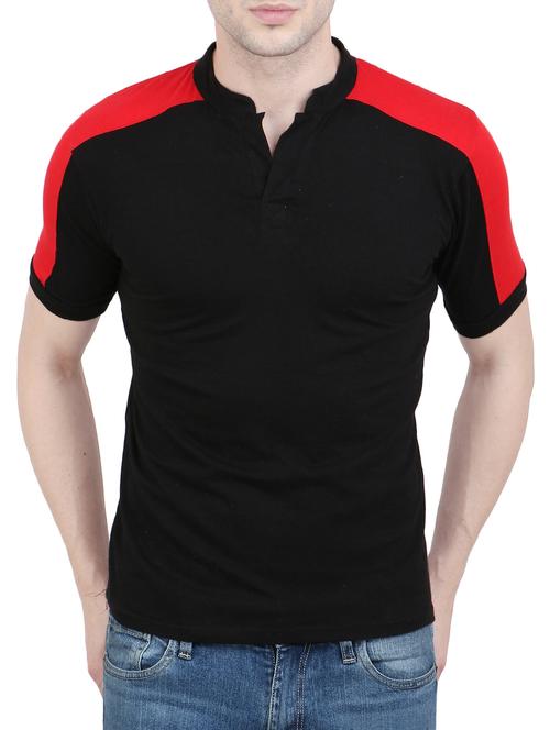 black cotton color block t-shirt - 14100824 - Very Small Image - 1