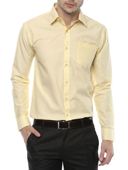 yellow cotton casual shirt - 14100955 - Very Small Image - 1