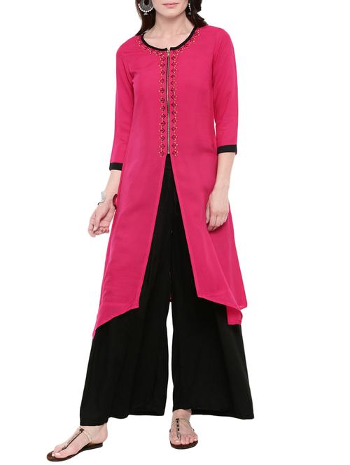 high slit embroidered kurta - 14101383 - Very Small Image - 1