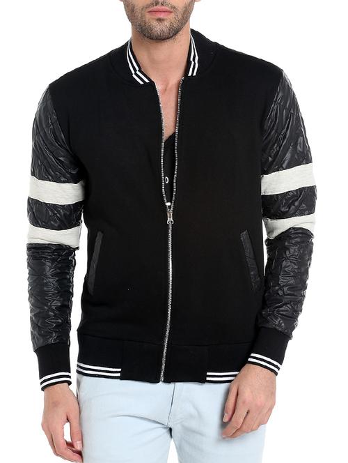 black color block bomber jacket - 14104170 - Very Small Image - 1