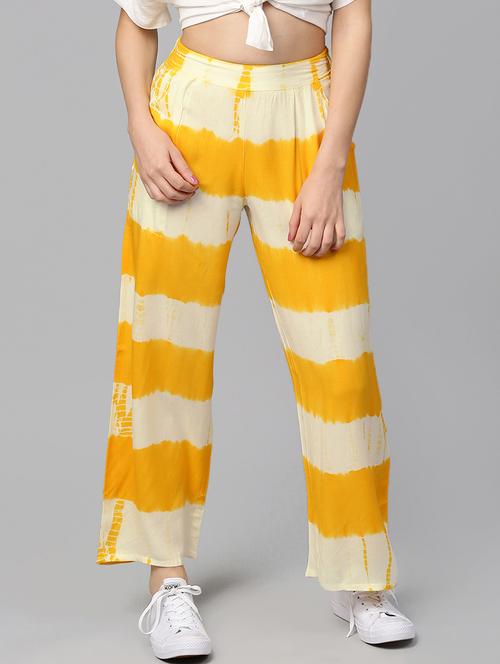 yellow viscose palazzo - 14104591 - Very Small Image - 1