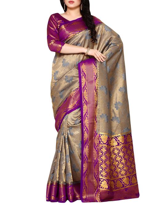 women's self design blue colored saree - 14105307 - Very Small Image - 1