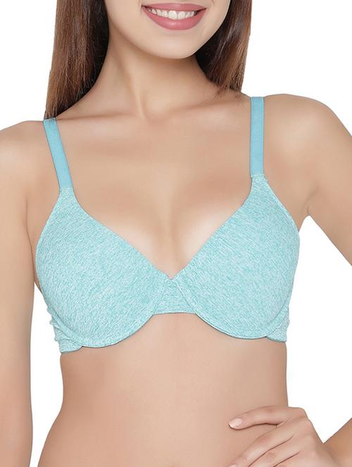 sea green cotton blend push up bra - 14105860 - Very Small Image - 1