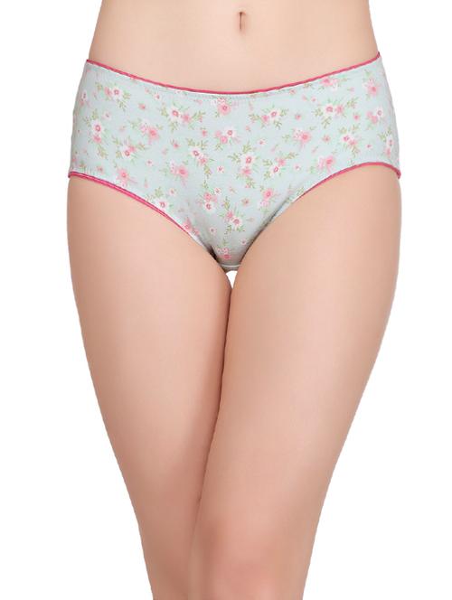 green floral printed cotton hipster panty - 14105877 - Very Small Image - 1