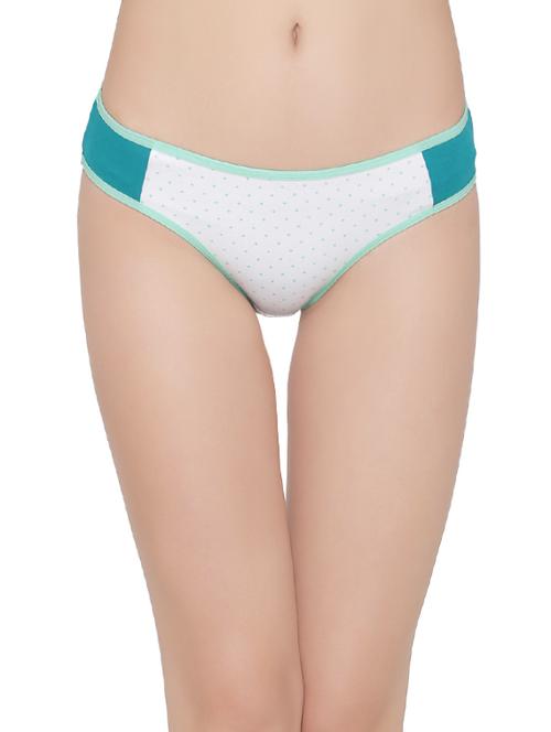 green polka dots printed cotton bikini panty - 14105890 - Very Small Image - 1