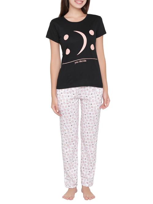 black printed cotton pyjama set - 14105907 - Very Small Image - 1