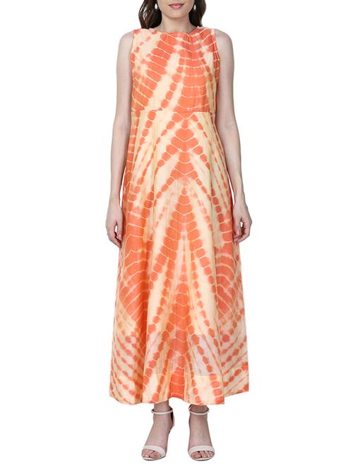 orange chanderi flared kurta - 14106674 - Very Small Image - 1