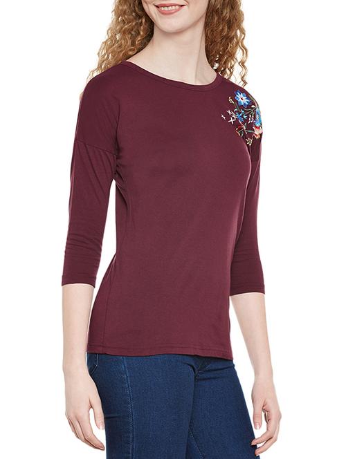 drop shoulder embroidered tee - 14107572 - Very Small Image - 1