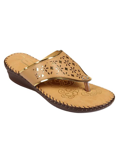 beige leatherette slippers - 14107763 - Very Small Image - 1