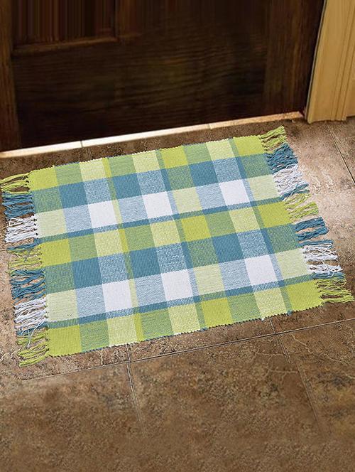 checks durries, 1000 gsm (green and blue) - 14109289 - Very Small Image - 1