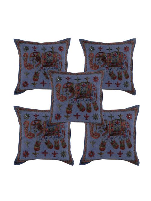 cotton traditional set of 5 cushion covers by rajrang - 14110380 - Very Small Image - 1