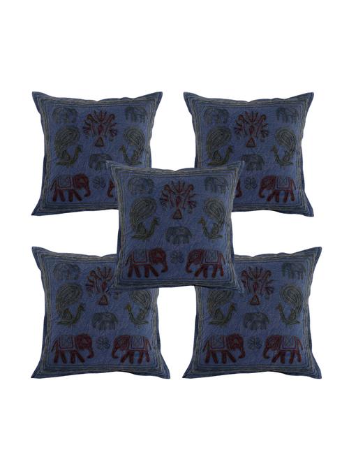cotton embroidered set of 5 cushion covers by rajrang - 14110385 - Very Small Image - 1