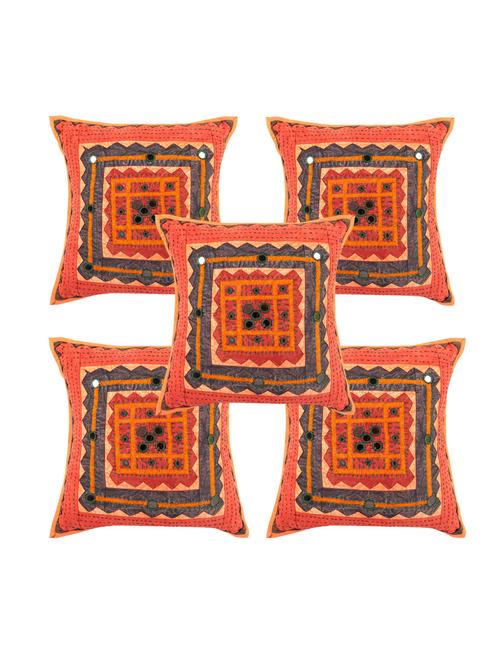 cotton traditional set of 5 cushion covers by rajrang - 14110395 - Very Small Image - 1