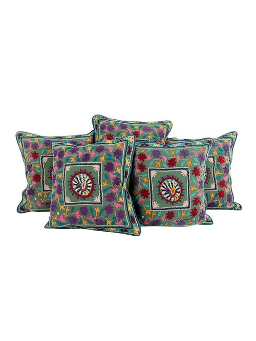 cotton embroidered set of 5 cushion covers by rajrang - 14110483 - Very Small Image - 1