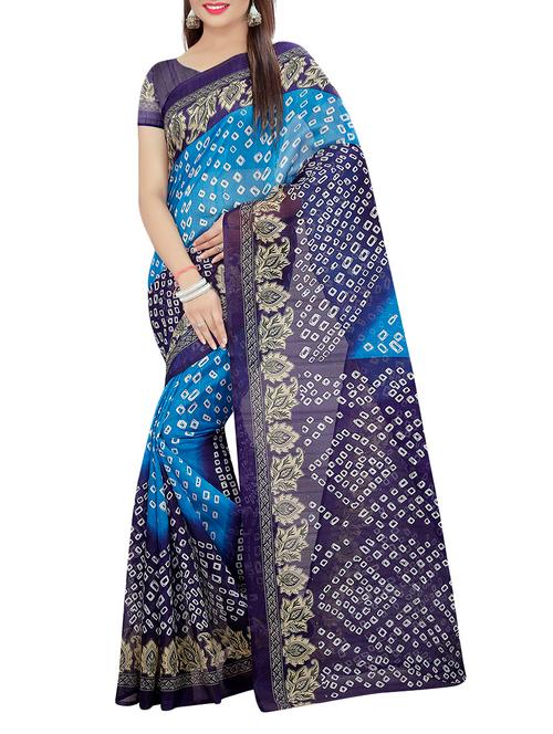 blue bhagalpuri silk saree with blouse - 14110732 - Very Small Image - 1