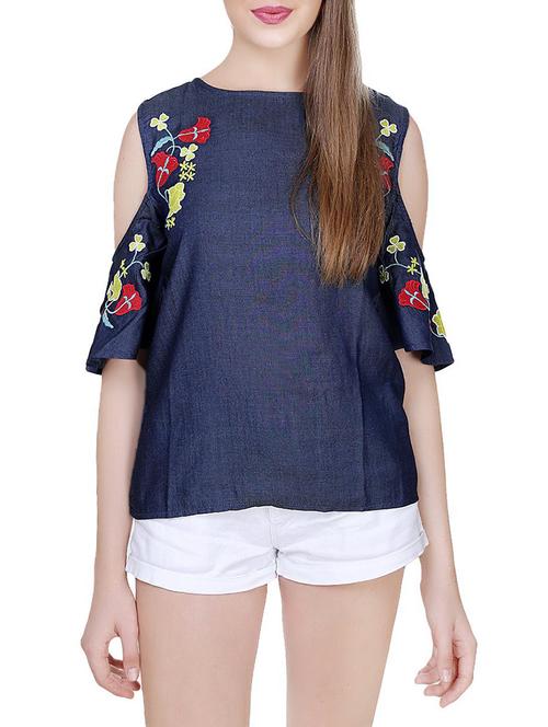 blue embroidered top - 14110921 - Very Small Image - 1