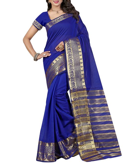 blue woven saree with blouse - 14112792 - Very Small Image - 1