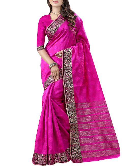 pink woven saree with blouse - 14112823 - Very Small Image - 1
