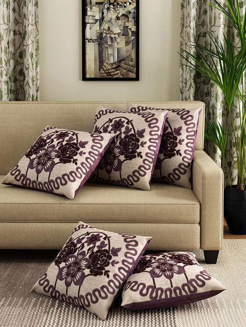 set of 5 cotton embroidered cushion covers - 14113201 - Very Small Image - 1