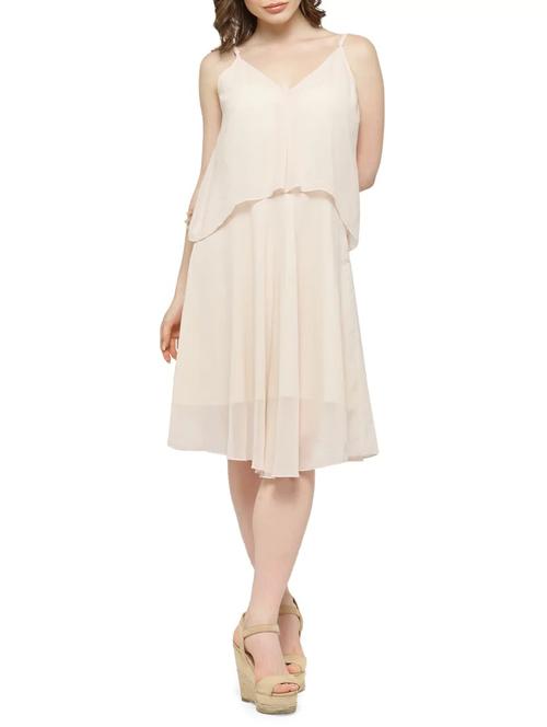 solid cream a-line dress - 14113474 - Very Small Image - 1