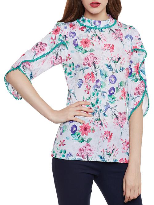 mock neck floral lace detail top - 14113968 - Very Small Image - 1