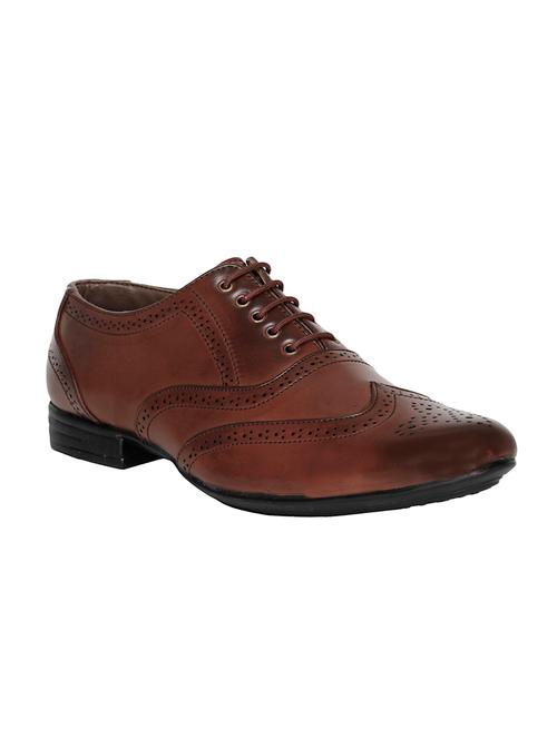 brown leatherette lace-up brouge - 14115865 - Very Small Image - 1