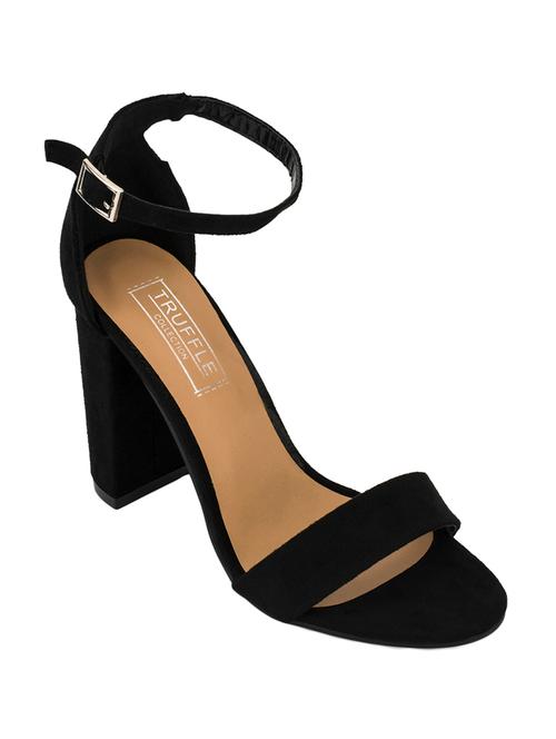 black faux leather ankle strap sandals - 14117755 - Very Small Image - 1