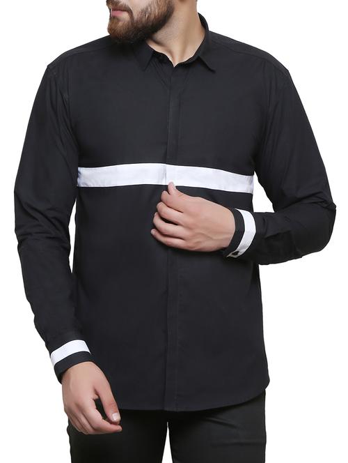 black cotton casual shirt - 14117977 - Very Small Image - 1