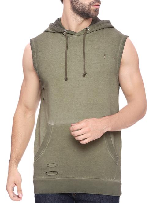 solid olive green cotton sweatshirt - 14117989 - Very Small Image - 1