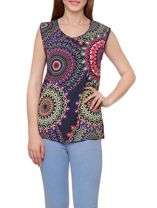 blue printed crepe top - 14118430 - Very Small Image - 1