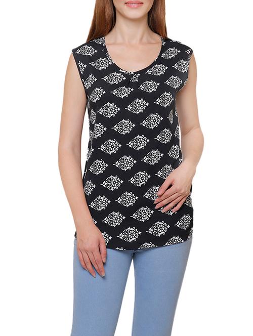 black printed crepe top - 14118438 - Very Small Image - 1