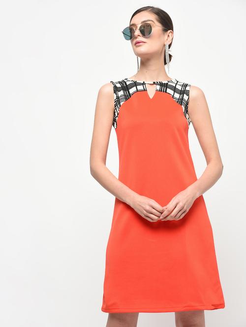 red cotton blend a-line dress - 14119292 - Very Small Image - 1