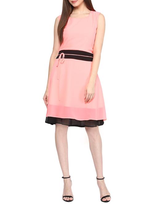 light pink georgette layered dress - 14119306 - Very Small Image - 1