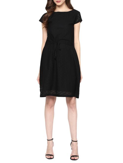 black cotton belted dress - 14119317 - Very Small Image - 1